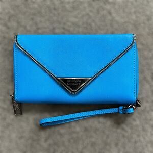 Rebecca Minkoff Continental Wristlet Wallet Womens Blue Leather Zip Around Purse